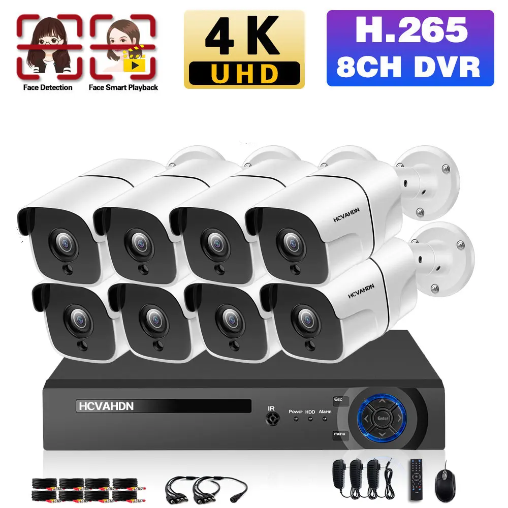 

Face Detection AHD CCTV Camera Security System Kit 4K 8CH DVR Kit Outdoor Bullet Camera Video Surveillance System Set 8MP XMEYE