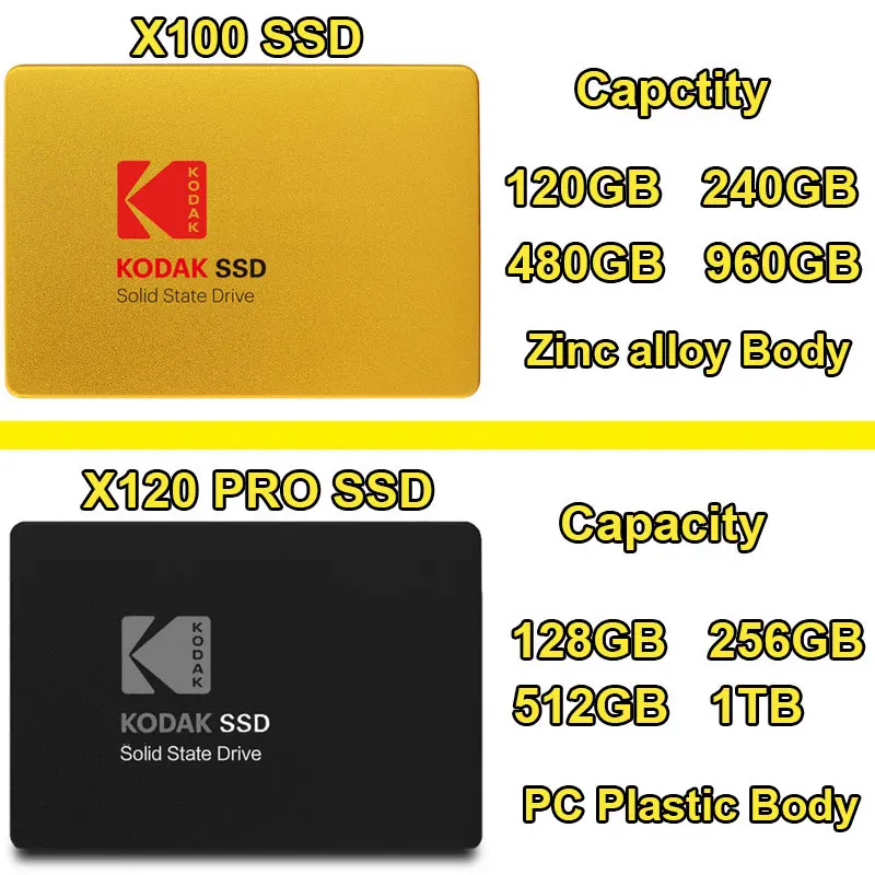 Твердотельный накопитель KODAK X100 2 5 дюйма SATA3 120 ГБ HDD SATA III SSD 480 металлический