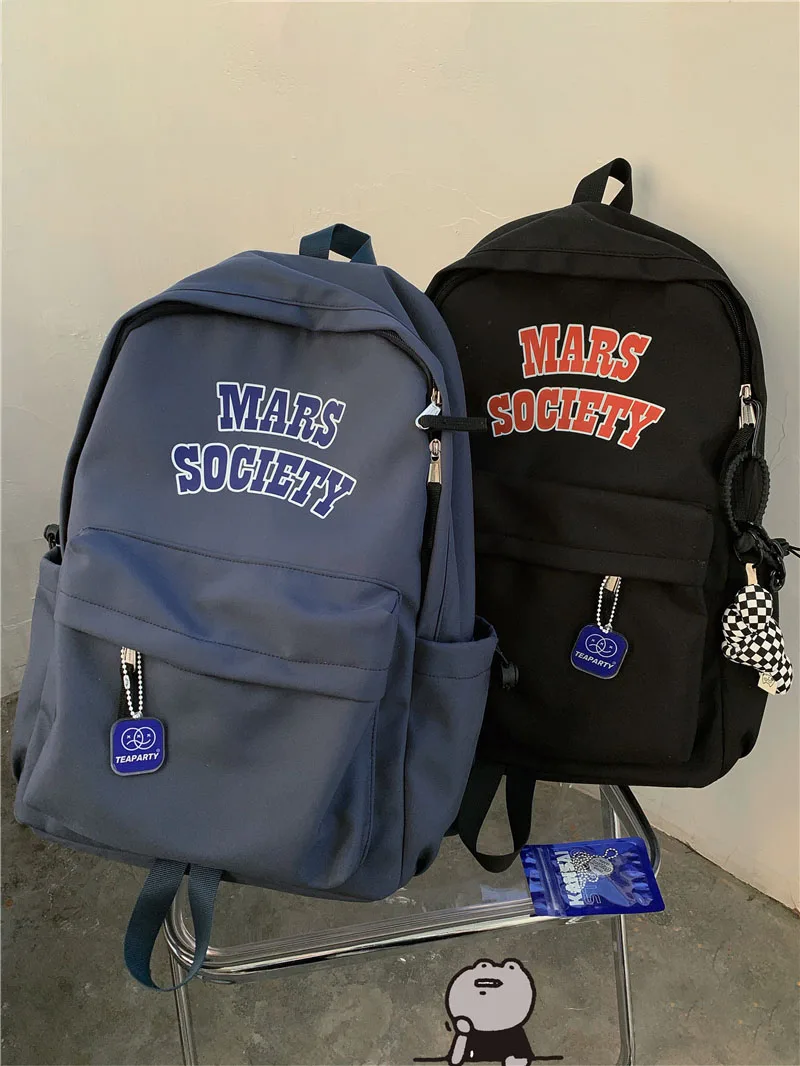 

Женский рюкзак с надписью, школьные ранцы 2022, эстетичная корейская мода, унисекс, вместительная сумка для ноутбука в стиле Харадзюку, дорожн...