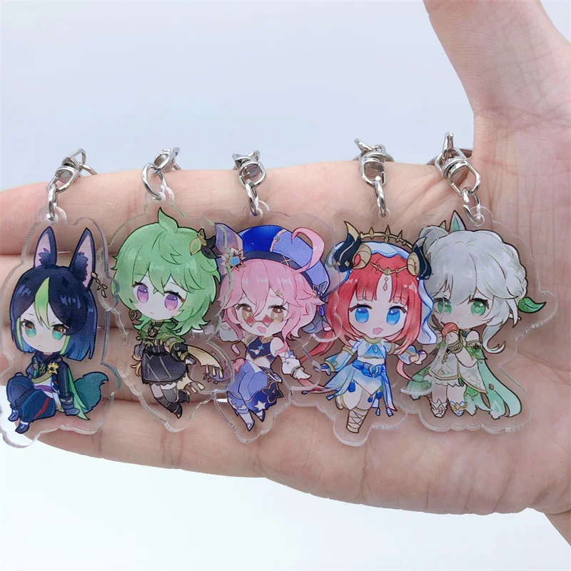 

Cute Genshin Impact Keychain Nahida Kamisato Ayato Cyno Dehya Key Chain Anime Backpack Pendant Badge Jewelry Accessories Gift