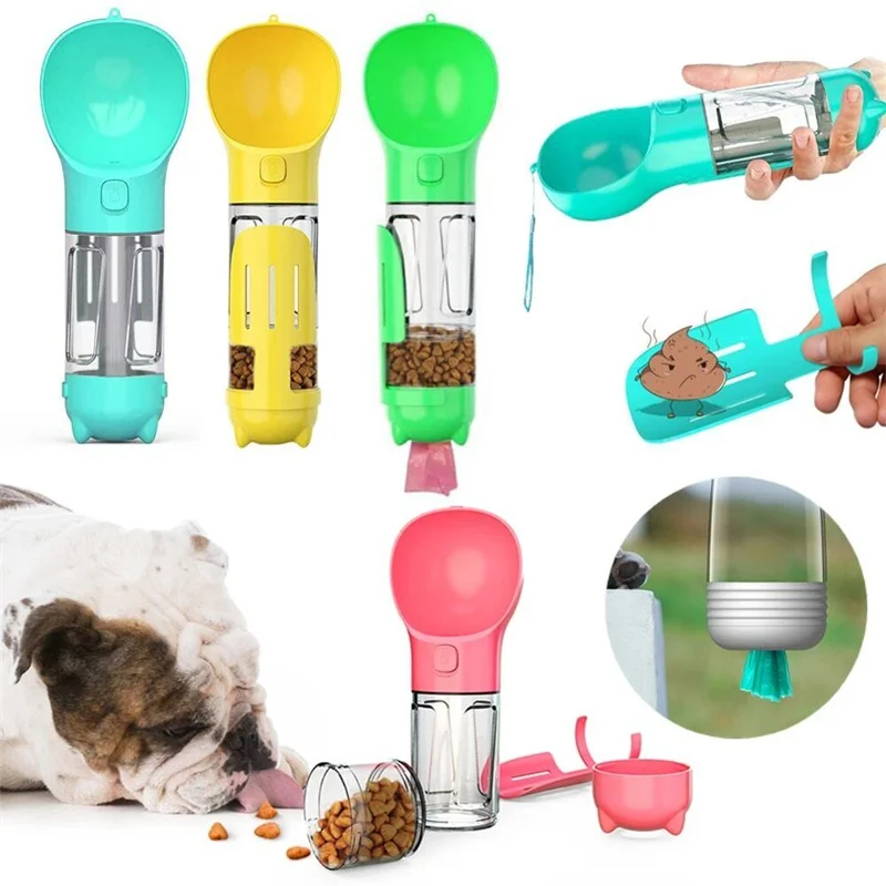 

3 In 1 Portable Dog Water Bottle Pet Multifunction Feeder Drinking Bowl Puppy Kitten Outdoor Food Dispenser Pet Water Cup Bowls