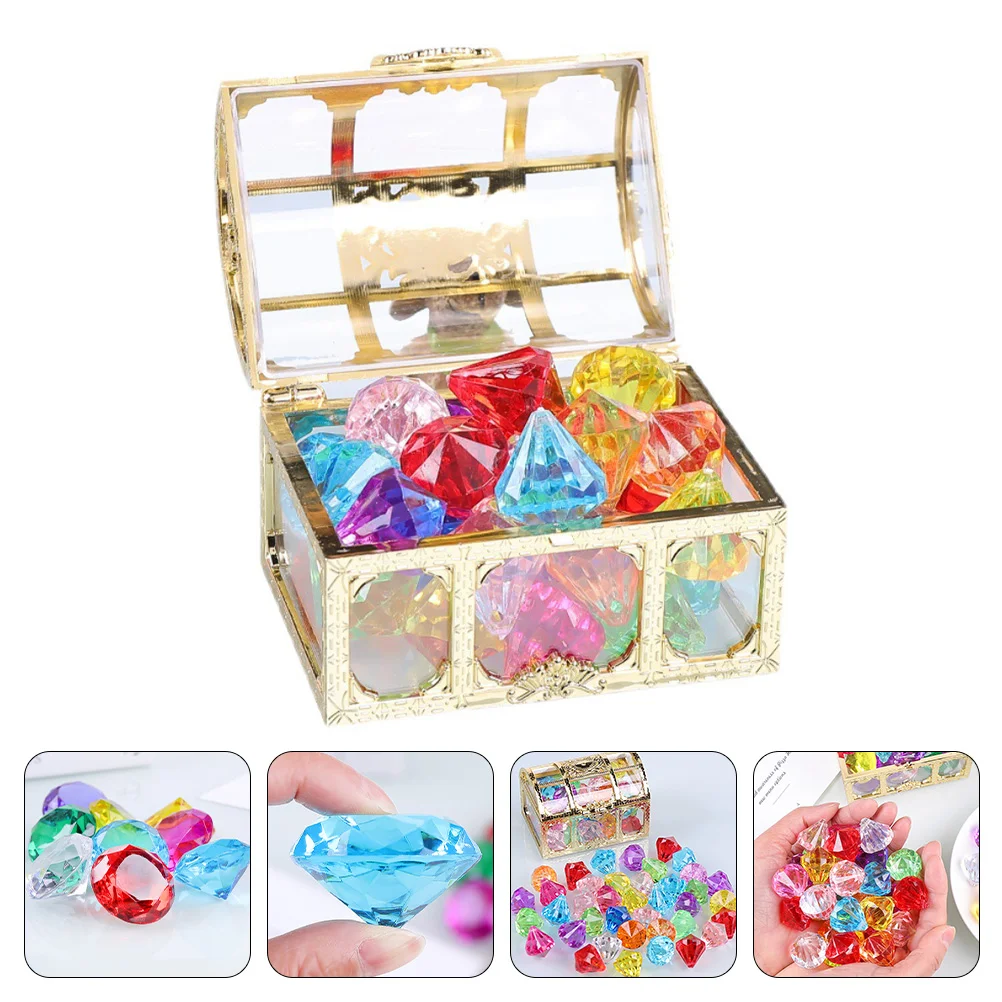 

Diving Treasure Toys Pool Kids Gemstones Box Pirate Acrylic Dive Underwater Toy Plastic Large Big Set Swimming Colorful Gold