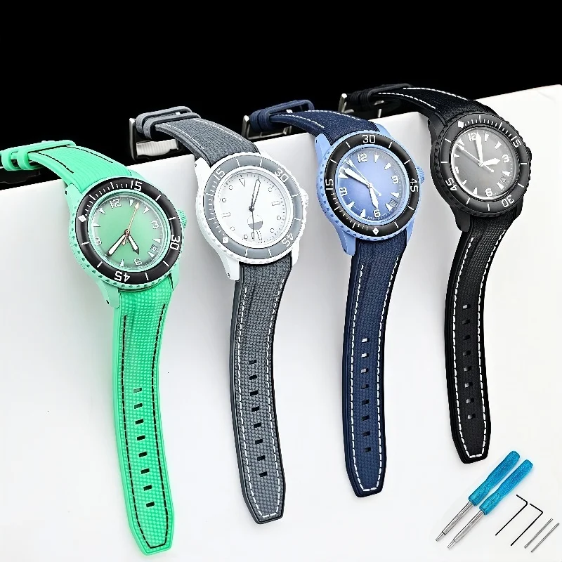 Фото Силиконовый ремешок для часов Swatch X Blancpain, 22 мм, мягкий, водонепроницаемый, спортивный, мужской браслет, аксессуары для часов, ремешок на запястье №2