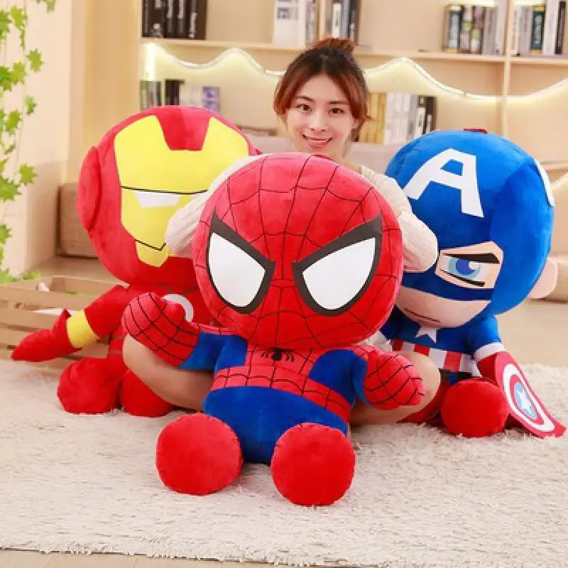 

28/42/62 Cm Disney Q Version Avengers Stuffed Plush Toy Spiderman Iron Man Captain America Doll Children's Birthday Gift Toy