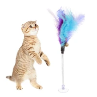 interactive feather toys feather teaser toy with suction cup for cat kitten play chase exercise games