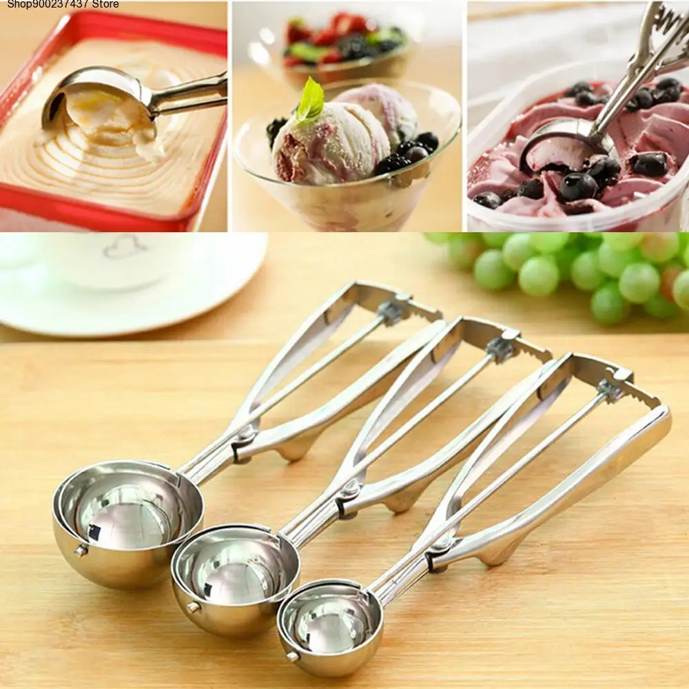 

New Kitchen Cooking Stainless Steel Ice Cream Mashed Potato Fruit Spoon Scoop Ladle Food Baller Craft Accessories Practical