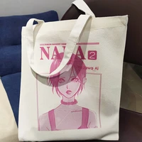 japanese anime manga reusable shopping bag women canvas tote bags printing eco bag shopper shoulder bags handbag nana anime y2k