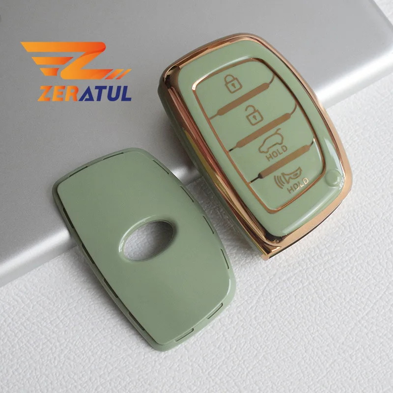 

4 Button TPU Car Key Cover Shell Fob Holder for Hyundai Tucson Santa Fe Rena Sonata Elantra Creta Ix35 Ix45 I10 I30 I40 Keychain