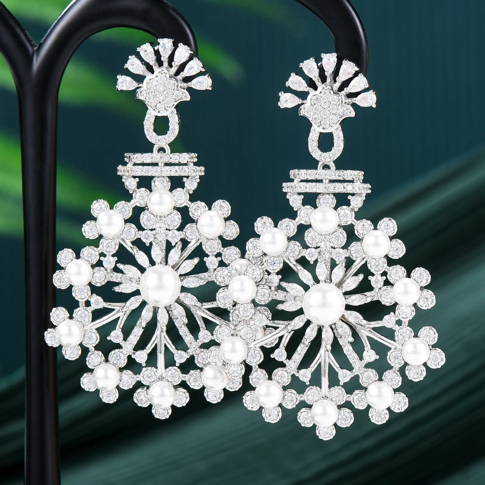 

GODKI Luxury Simulated Pearl Dangle Earrings For Women Wedding Cubic Zirconia CZ DUBAI Bridal Earring Jewelry Accessories 2024