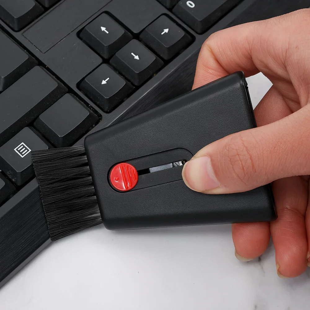 

2in1 Cleaning Brush Computer Monitor Keyboard Cleaner with Screen Wipe Retractable Double Head Laptop Phone Screen Dust Remover