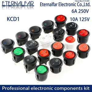 Круглый тумблер KCD1 SPST 6A, 250 В, 10 А, 125 В переменного тока, 12 В переменного тока, Светодиодный точечный светильник с подсветкой для приборной панели автомобиля, лодки