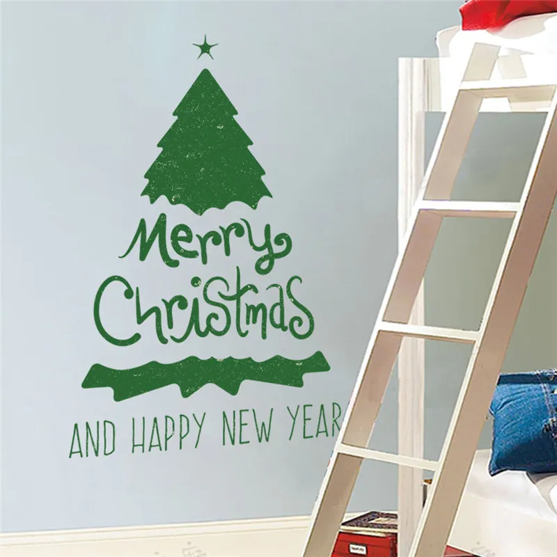 Креативная наклейка на стену с Рождественской елкой для магазина офиса