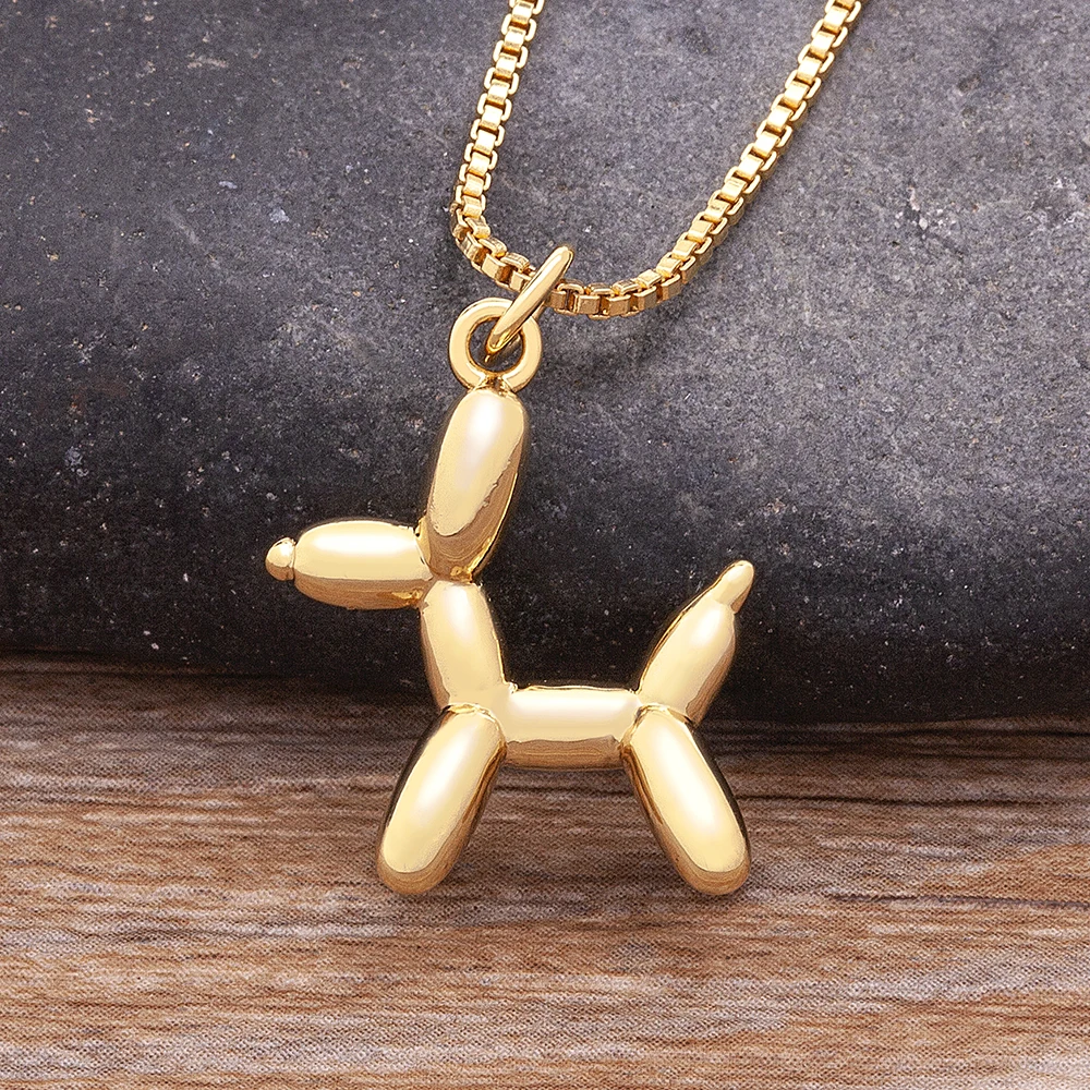 Nidin Fashion Poodle Balloon Animal Charm Puppy Dog Pendant Necklace for Women Girls Teens Girlfriends Fine Party Birthday Gift