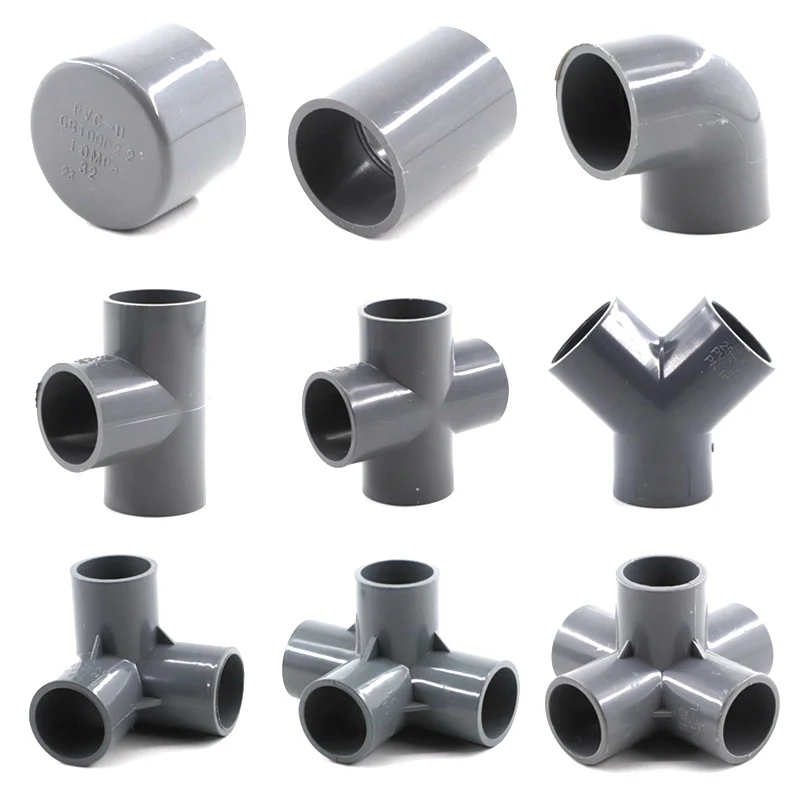 I.D 20/25/32mm Grey PVC Pipe Connector PVC Straight Elbow Tee Joints Aquarium Pipe Fittings Home DIY Tube 3 4 5 6 Ways Joints