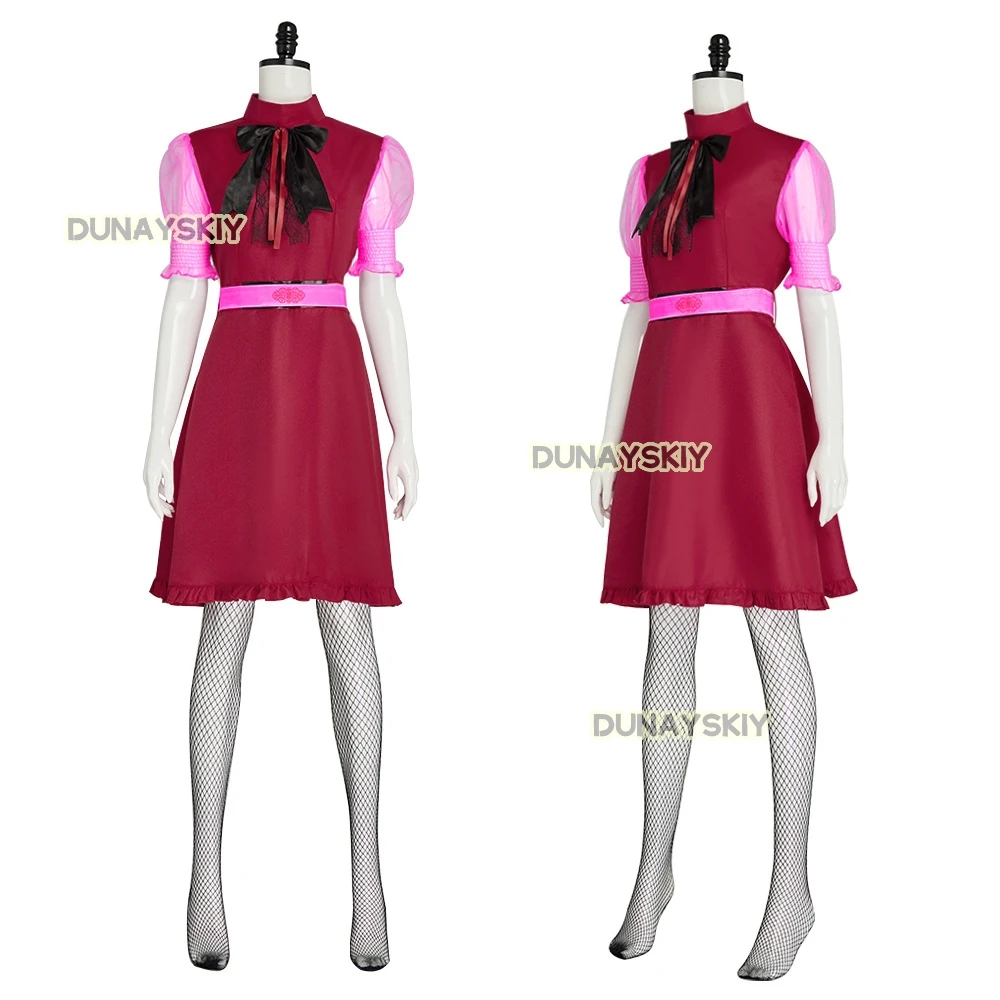 Draculaura Cosplay Anime Movie Monster Dress High Girl Costume Wig Pink Black Halloween Women Fancy Roleplay Outfit