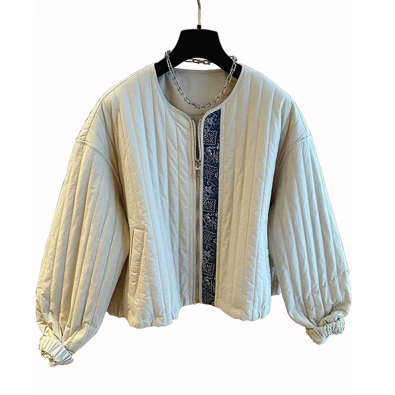 

Винтажное пальто с хлопковой подкладкой и круглым вырезом, Женская свободная теплая зимняя куртка, Женская Повседневная Верхняя одежда, парки, Женское зимнее пальто 2024