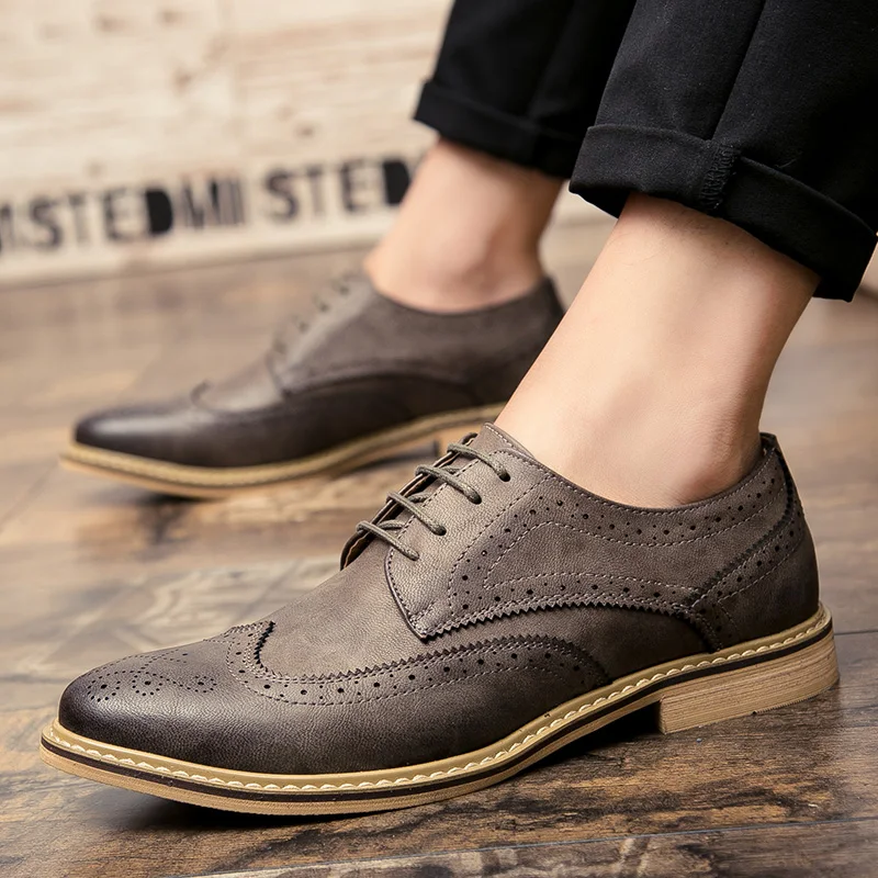 Новинка 2020 Роскошные Кожаные броги POLALI мужские туфли на плоской подошве