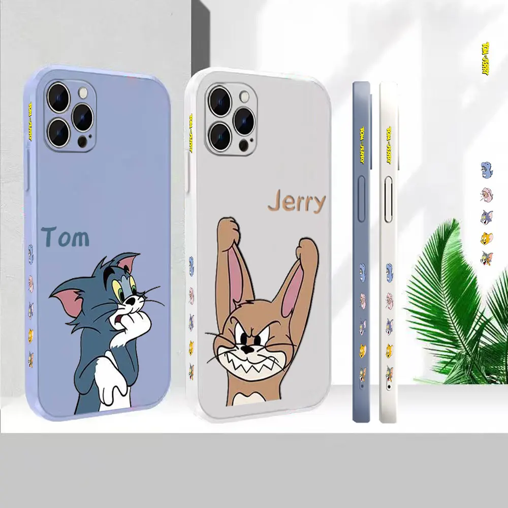 

Liquid Silicone Cover For Apple iPhone 14 13 12 11 Pro Max Mini 7 8 X XS XR SE Plus Tom And Jerry Phone Case Colour Funda Cqoue