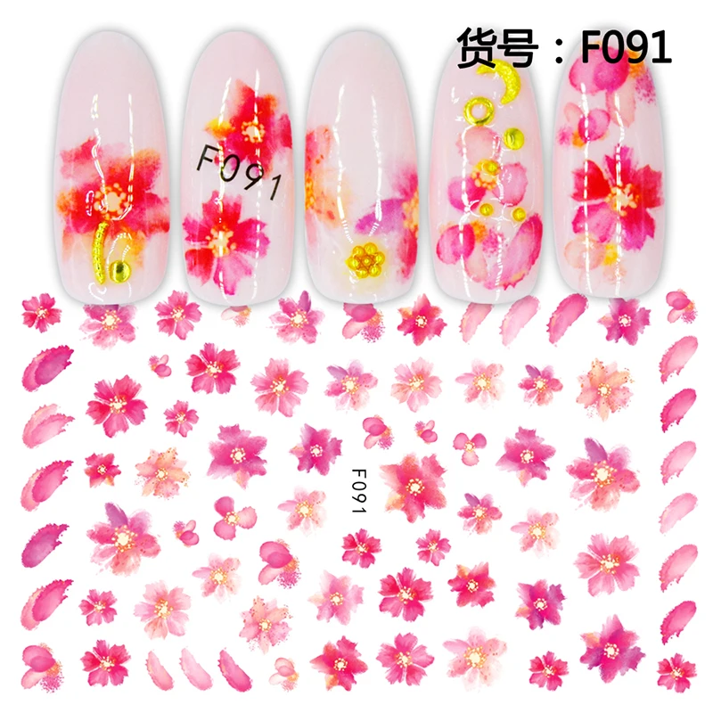 1 шт. Розовые наклейки для ногтей Сакура/Цветение сливы 3D аксессуары с весенним