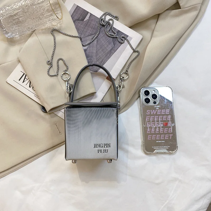 Personalized chain laser handbags for women 2021 new Fashion leather luxury bag woman Square box  panelled party Shoulder bag