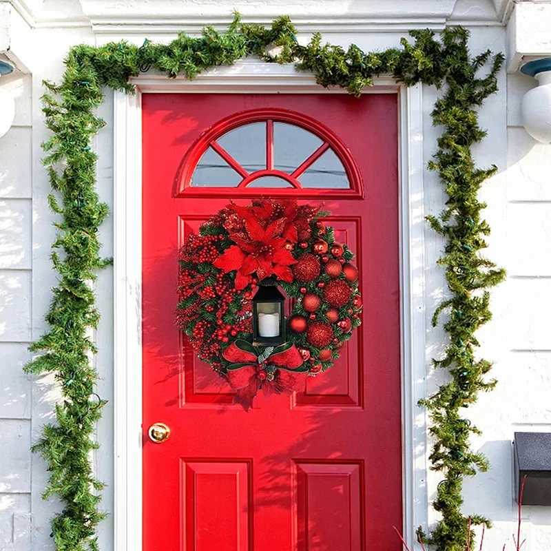 

Christmas Door Wreath Holiday Wreath Home Window Wall Decoration Flower Ring Celebration Party Decoration Wreath