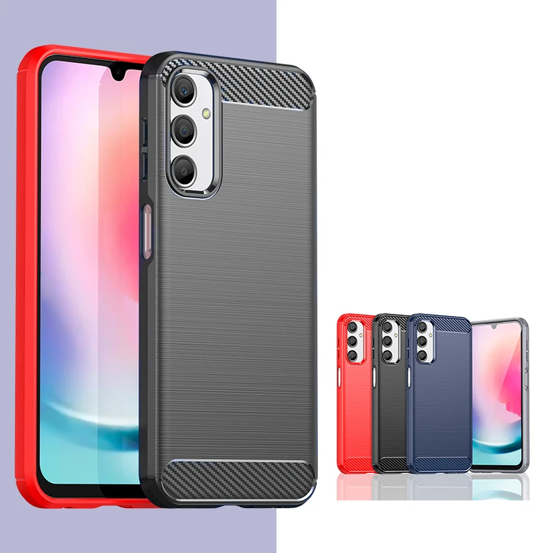 

For Samsung A24 Case Cover Samsung A24 Capa Shockproof TPU Soft Carbon Fiber Fundas Samsung Galaxy A24 A14 A34 A54 A04 A04E A04S