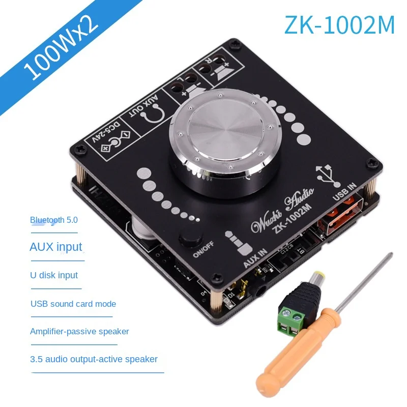 ZK-1002M 100 Вт + Bluetooth 5.0 мощность аудио усилитель плата стерео домашний кинотеатр AUX USB