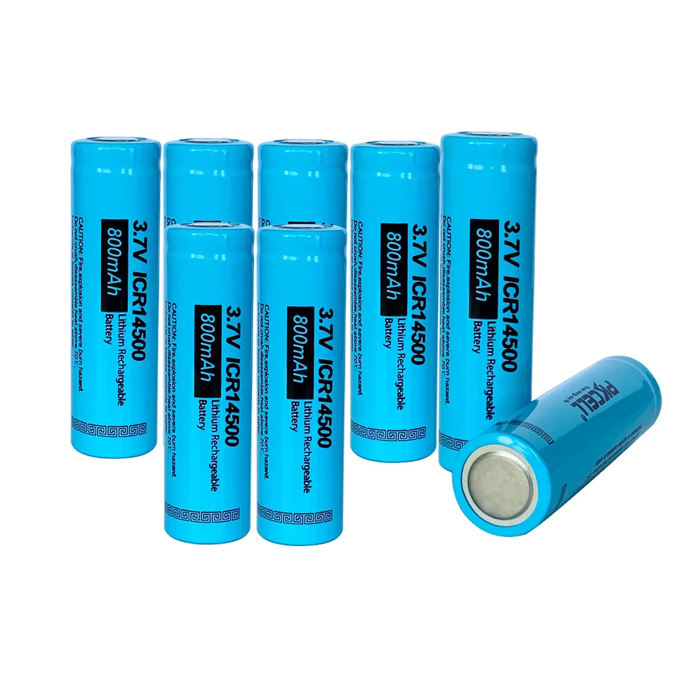 

8Pcs PKCELL 14500 Battery 3.7 V 800mAh li-ion Battery ICR14500 3.7 Volt AA Rechargeable Battery Baterias For LED Flashlight