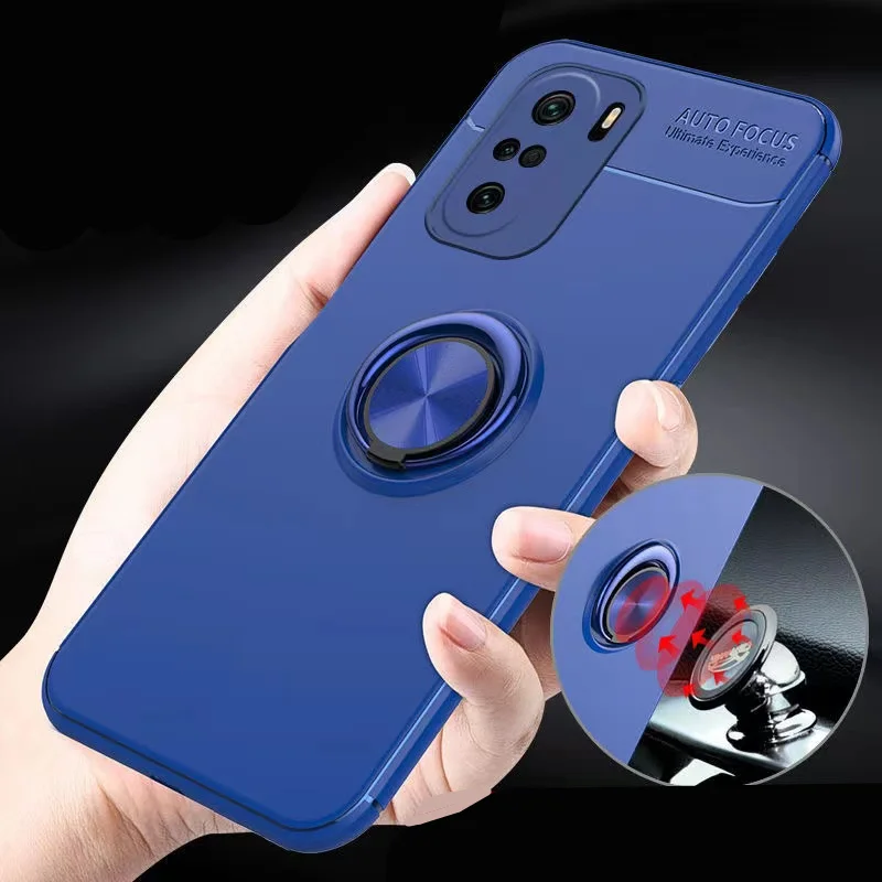 

For Xiaomi Poco F3 Case Good Touch Feeling Anti-scratch Finger Ring Case Cover 2021 Pocof3 f 3 Slim PC Phone Funda Coque Capa