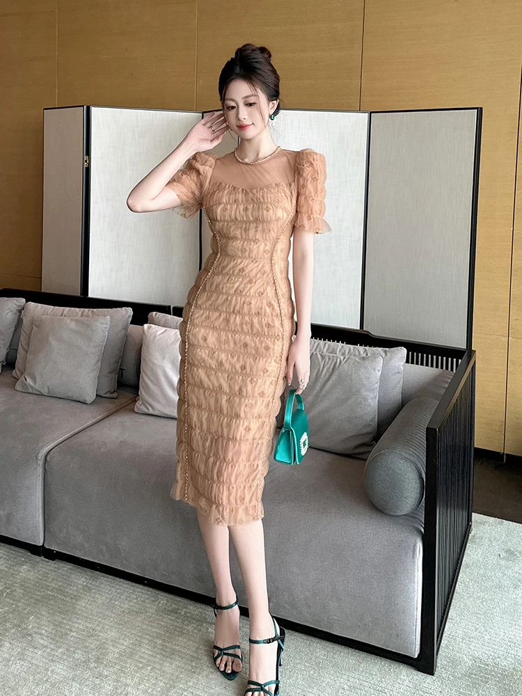 French sle Temperament One piece Dress Women clothing 2024 New Summer Clothing High-Grade Light Luxury Formal S...