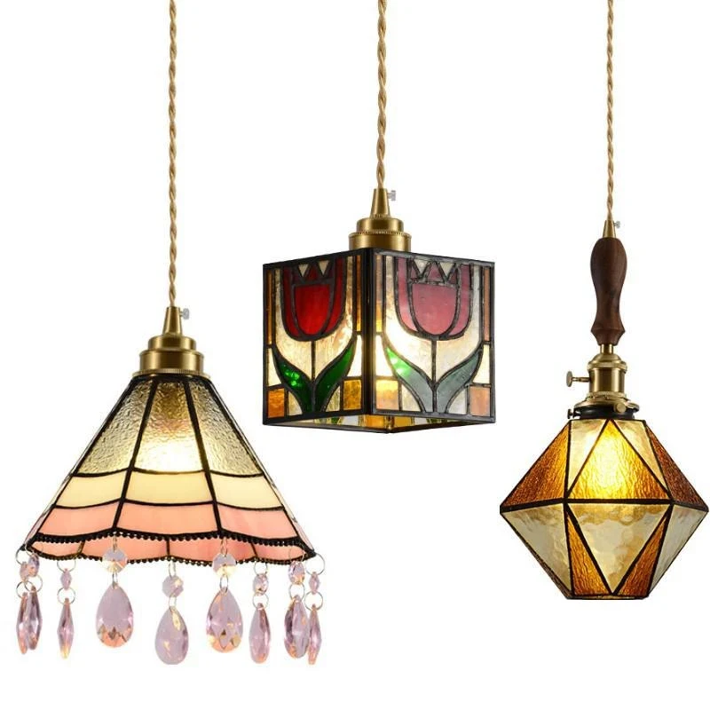 

Современные роскошные подвесные светильники Тиффани, цветные стеклянные лампы для гостиной, романтическая теплая потолочная лампа для спальни, для обеденного островка