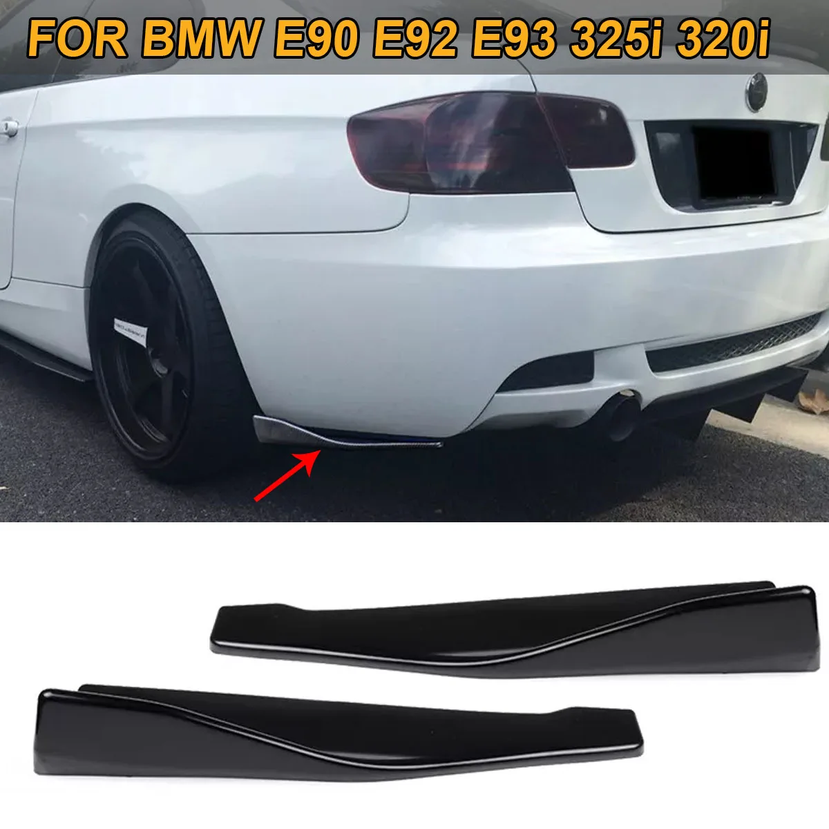48 см удлинитель боковой юбки задний бампер Canard Splitter универсальный для BMW E90 E92 E93 325i