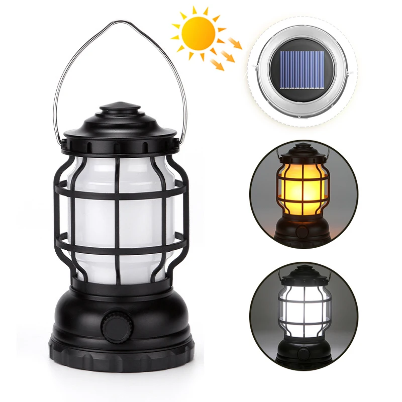 Solar Powered Camping Lantern Solar Lights USB Power Bank Waterproof Camping Lights Tent Lights LED Rechargeable Portable Lights