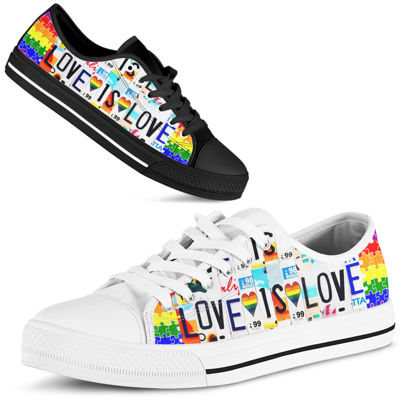 

BKQU номерной знак ЛГБТ Love is Love 2023 Новая женская Вулканизированная обувь холщовые кроссовки модная резиновая плоская Осенняя обувь со шнуровкой