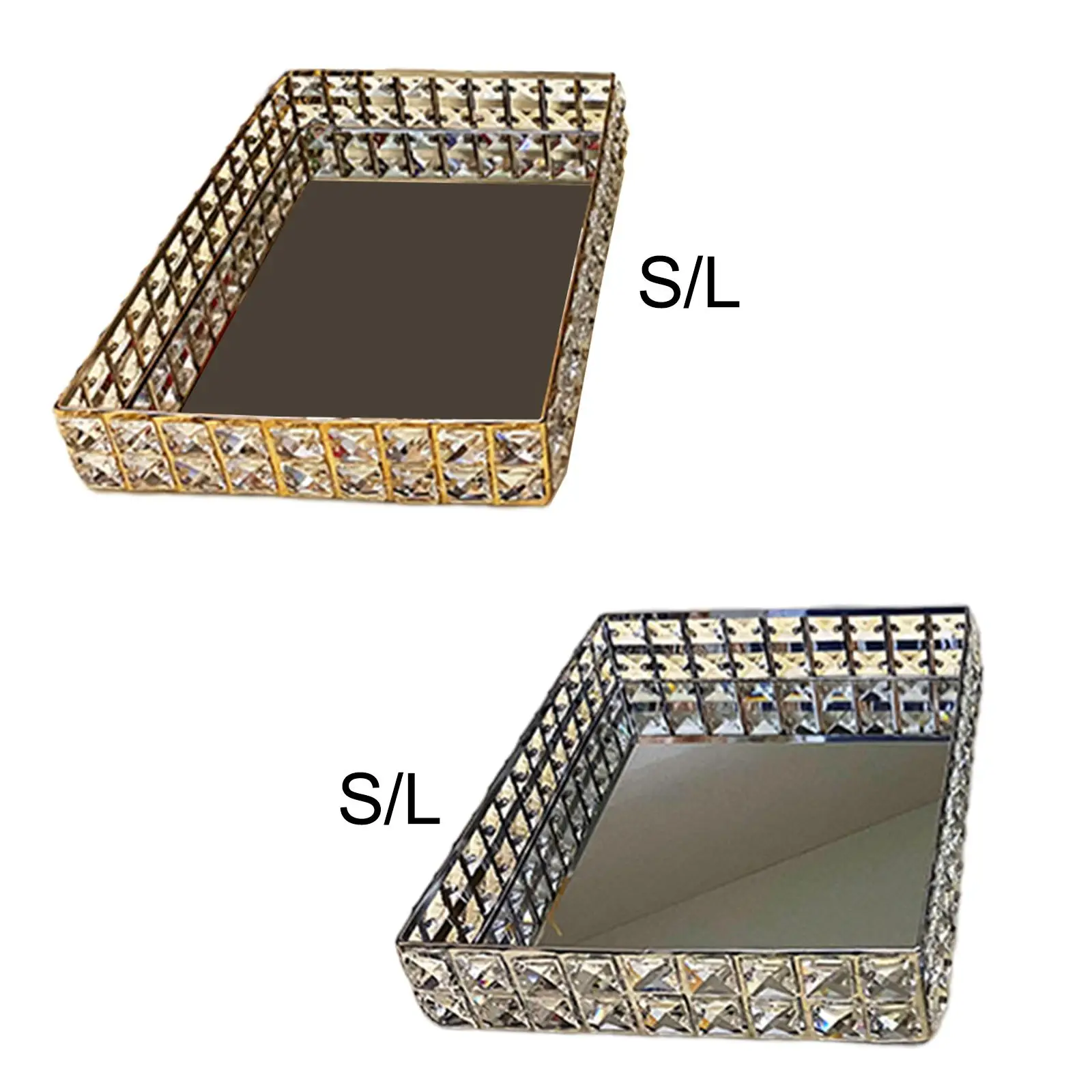 

Kitchen Organizer Cosmetic Storage Tray Dish Holder metal Snack Cake Elegant Design Tray Metal Mirror Tray for Living Room