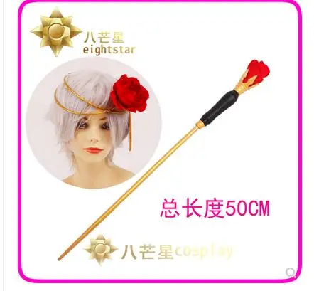 

Anime Takt op Destiny Cosplay red flower headdress badge Takt Asahina Wand Conductor Stick Baton Halloween Costume Accessories