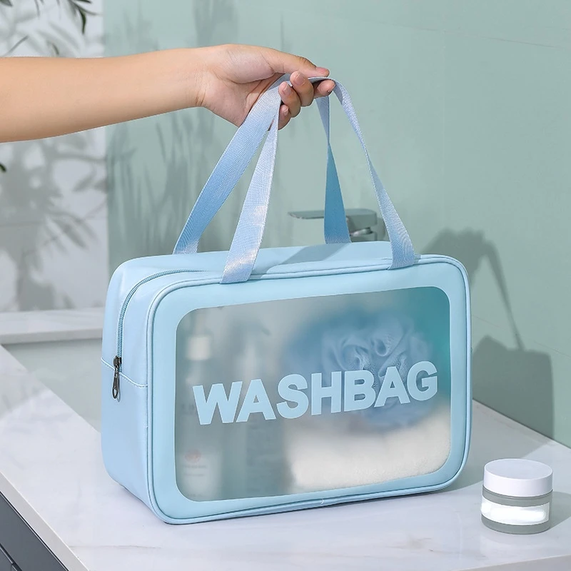 

Multifunctional Waterproof Handheld Wash Bag Makeup Bag Clear Frosted Cosmetic Skincare Toiletry Storage Bag Travel Organizer
