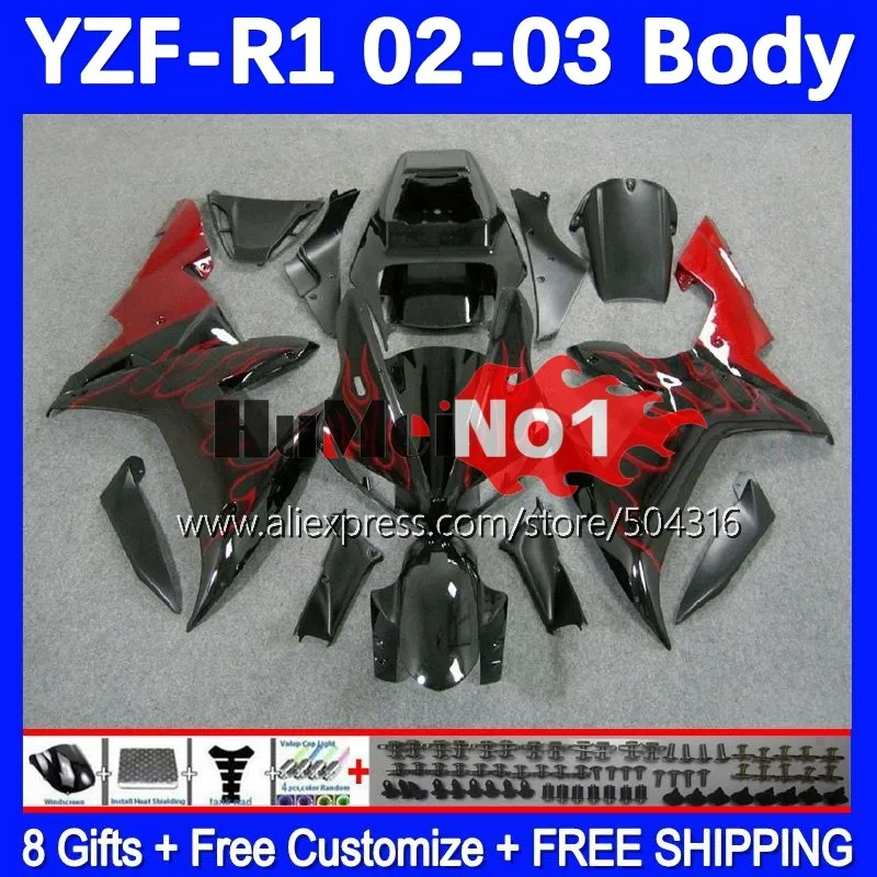 

OEM Bodys For YAMAHA YZF 1000 CC R1 R 1 YZF-R1 YZFR1 02 03 162MC.5 YZF1000 1000CC red flames 02-03 YZF-1000 2002 2003 Fairing