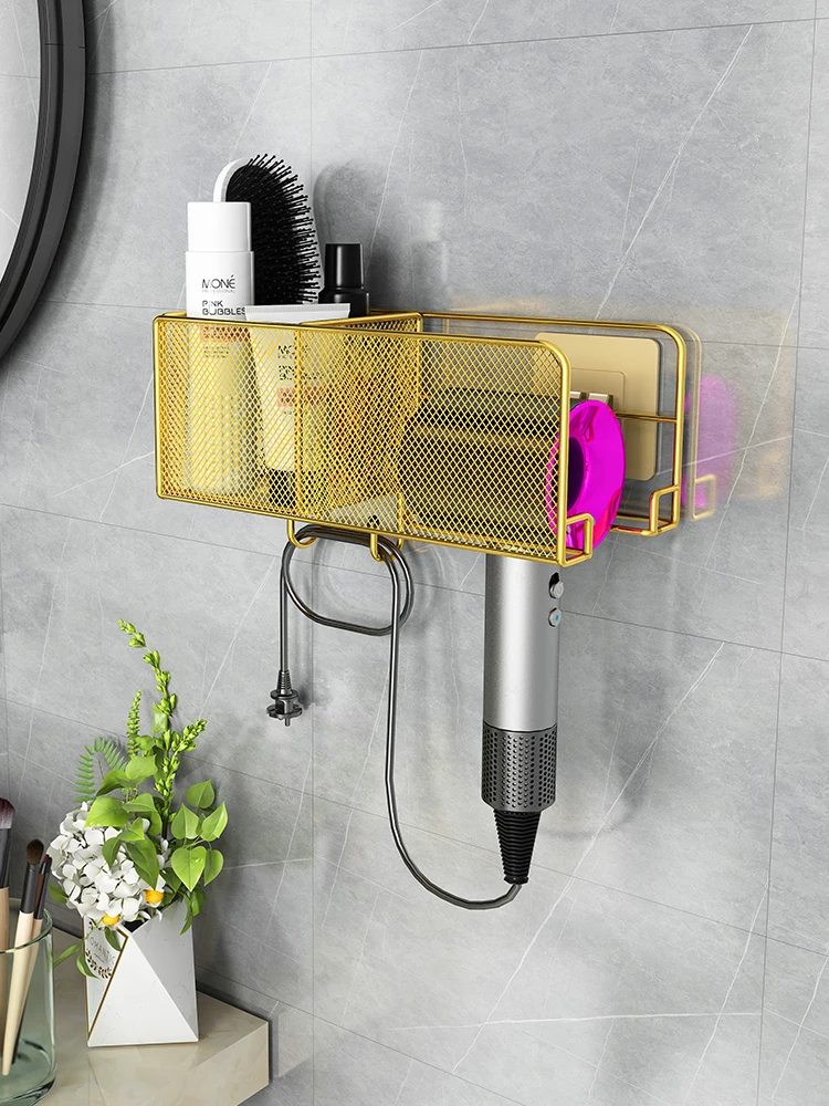 

Organizer Rack Bathroom Hair Dryer Shelf Bracket Hair Dryer Storage Rack Hair Straightener Stand Bathroom Shelf Storage Basket