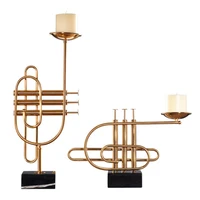 handmade modern musical instruments saxophone metal craft candlestick desktop ornament decoration candle holder
