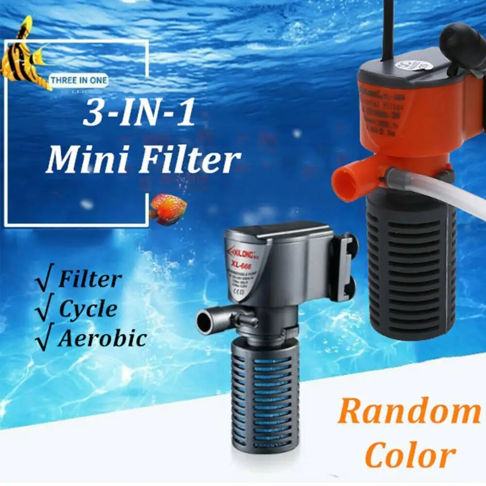 

Mini Pump Aquarium Filter For Sponge Filtering Water Flow Air Increase 3 IN 1 Fish Tank Filtration Submersible Aeration Pum