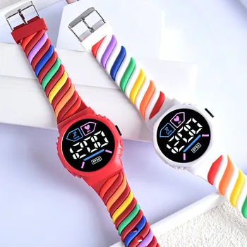 LED Digital Children Kids Watch Wristwatch for Boys Girls Waterproof Silicone Rainbow Kids Student Sport Electronic Watches 1