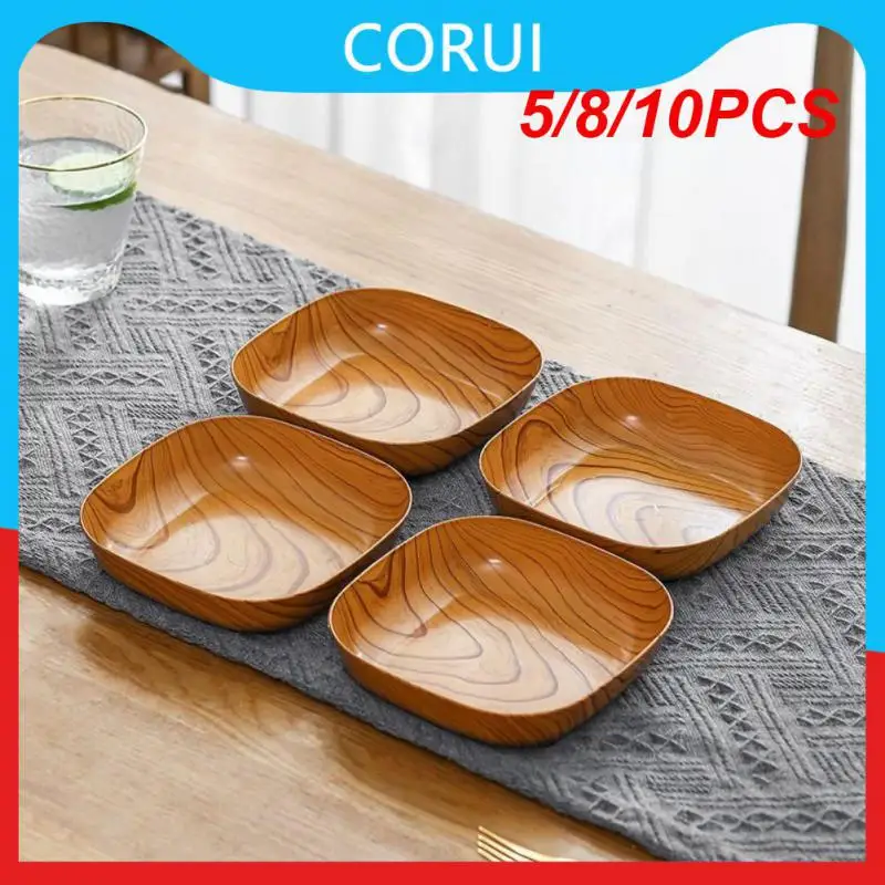 

5/8/10PCS Fruit Dessert Cake Snack Candy Wood Square & Round Snack Plate Wood Serving Wooden Bowls Lightweight And Durable