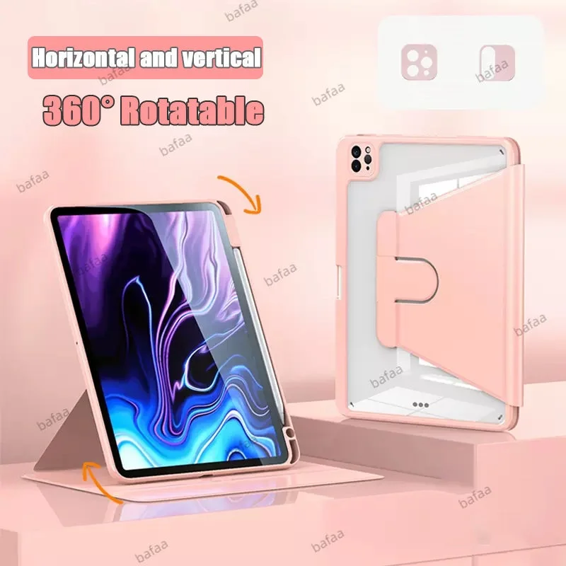 

360° Rotating Clear Cover for iPad Pro 10.5 Air 3 10.5 Pro 11 2022 9.7 6th 5th 10th 10.9 10.2 9th 8th 7th Air 5 4 3 2 1 Mini6