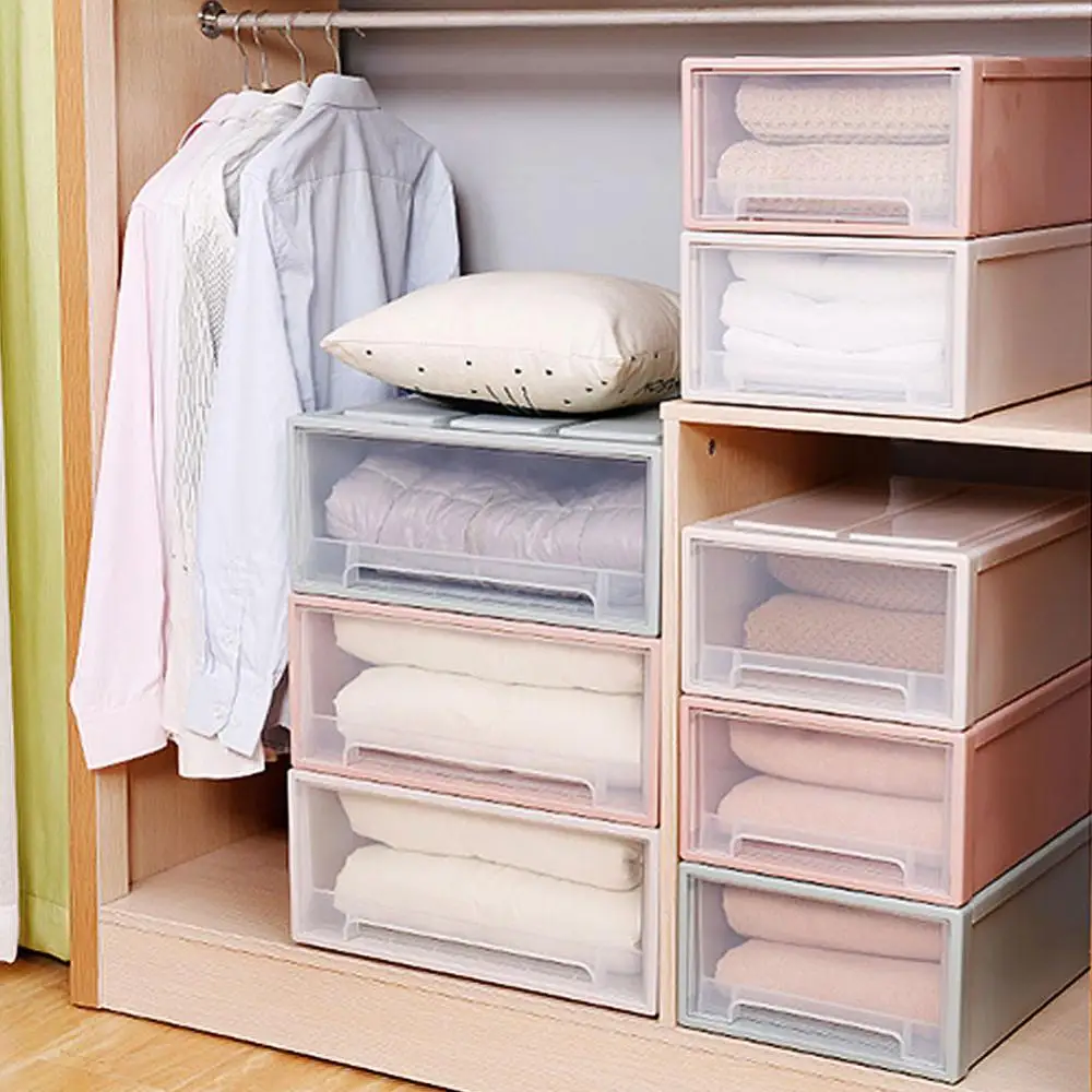 

Stackable Storage Box Plastic Transparent Household Drawer Container Organizer