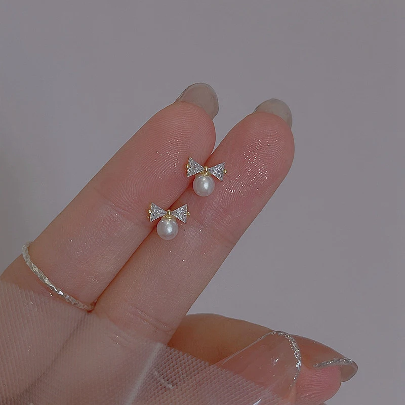 Пластиковые ушные булавки из Южной Кореи милые мини-шпильки с бантом маленькие