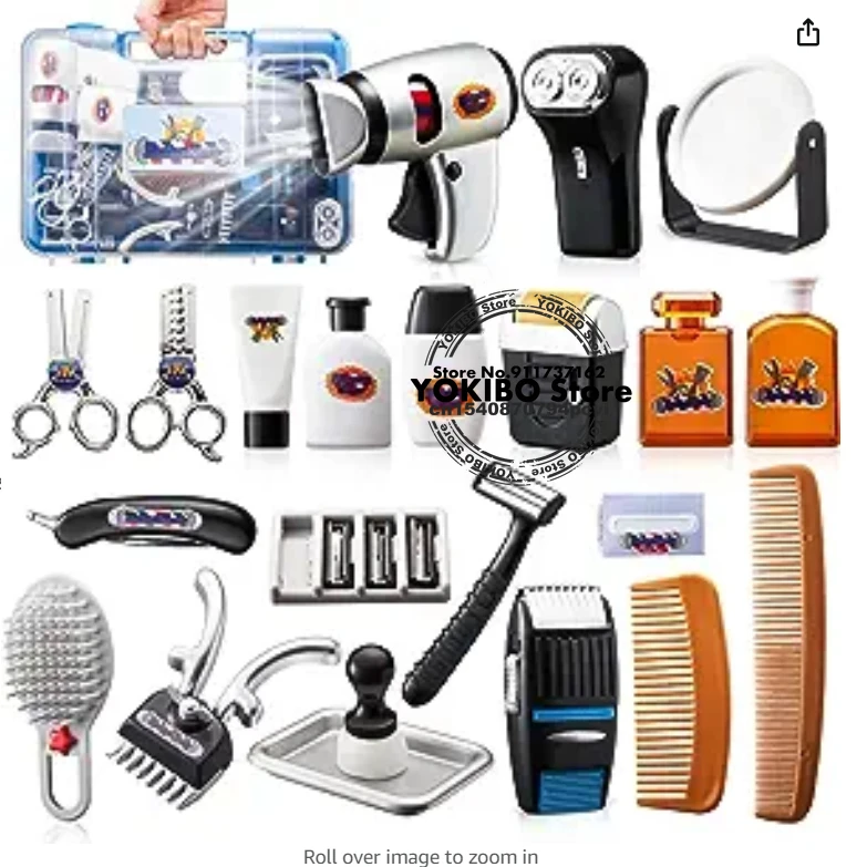 

Pretend Play Toys Shaving Grooming Kit for Kids, Boy Girl Barber Set Toys Toddler Hair Cutting Playset Makeup Toys Set for Girls