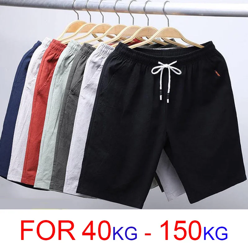 

7XL 8XL 6XL 9XL Summer Linen Shorts Men 2023 Casual Shorts Trunks Fitness Beach Shorts Man Breathable 100% Cotton Short Trousers