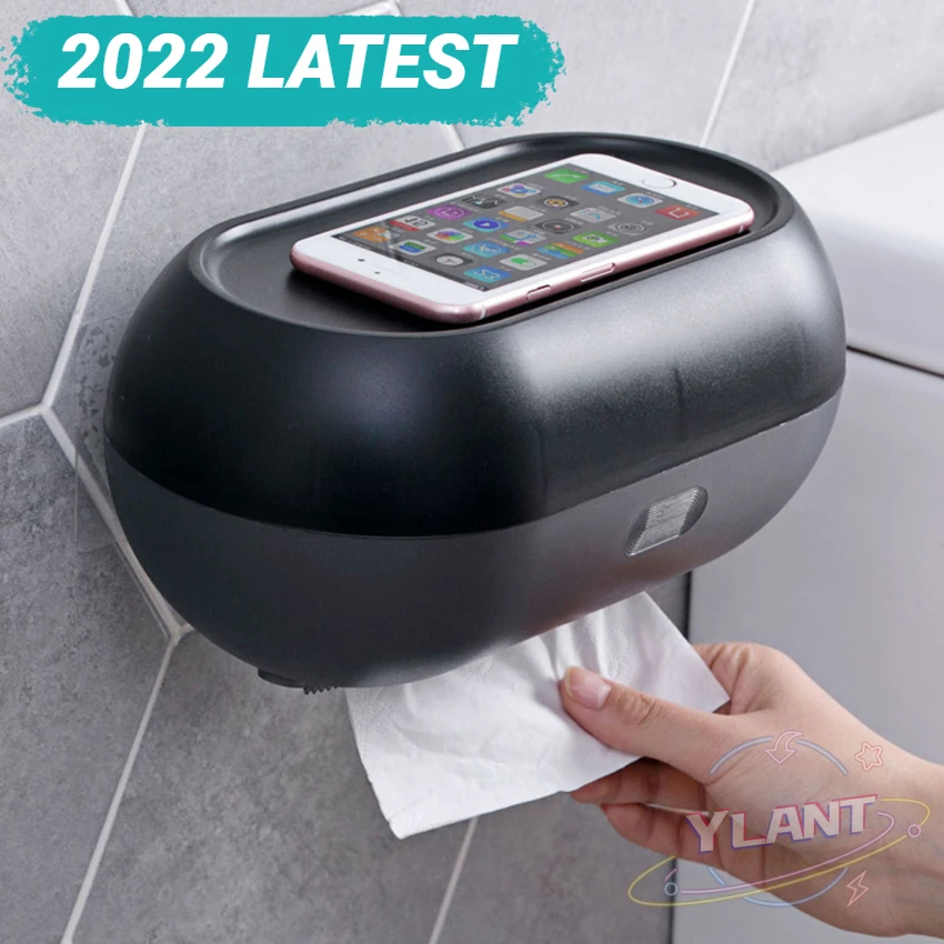 

Wall-mounted Waterproof Paper Holder Box Punch-free Roll Paper Tissue Container Case Storage Rack for Bathroom Toilet Household
