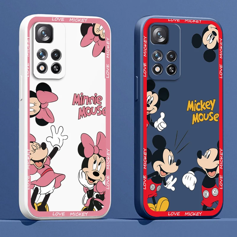 

Mickey Minnie Mouse Cartoon Phone Case For Xiaomi Redmi Note 11 11S 11T 10S 10 9S 9T 9 8T 8 Pro Plus 5G Liquid Rope TPU Funda